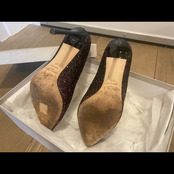 Jimmy Choo degrade coarse glitter fabric pump. Size 7 - Picture 5 of 8